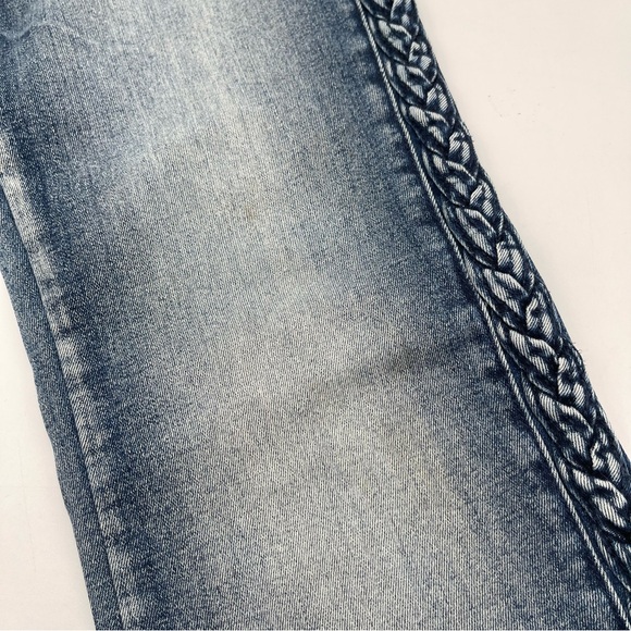 Rock & Roll Cowgirl Jeans Womens Size 30x34 Bootcut Stretch Denim Braided Y2K - Picture 16 of 16
